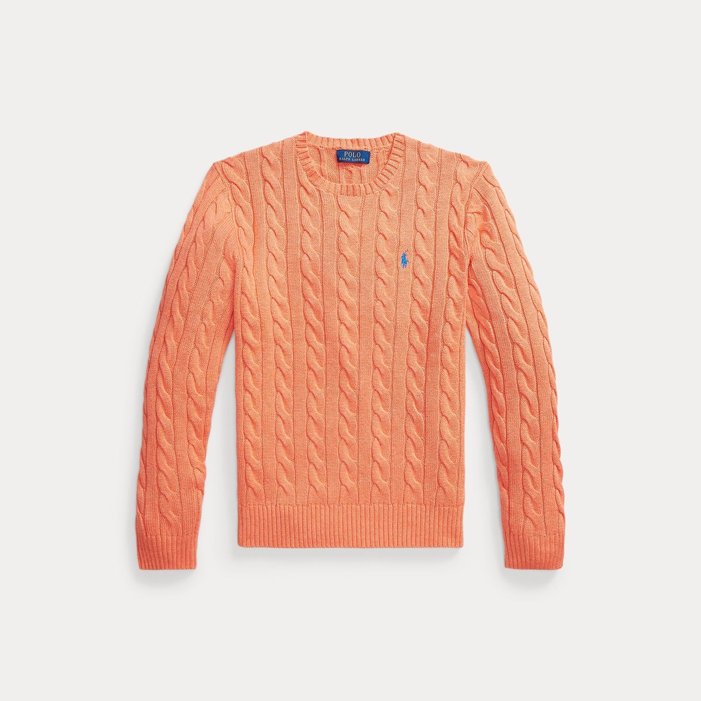 [710775885529] Pull Coton à Torsades Orange (XS)