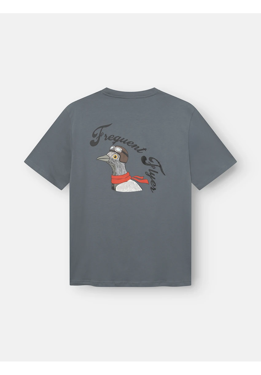 [BTS571-L001S] T-Shirt Gris Organic Coton Back Print (S)