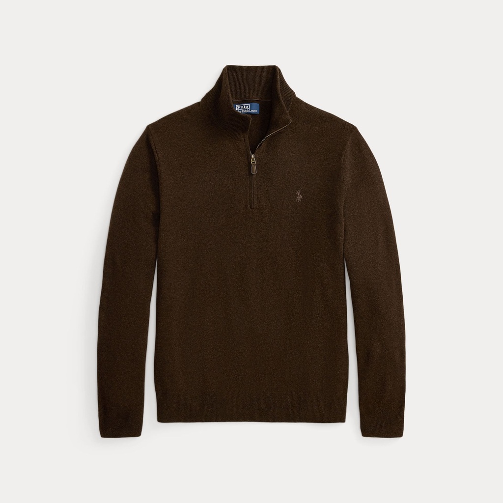 Pull Col Demi Zip Brun