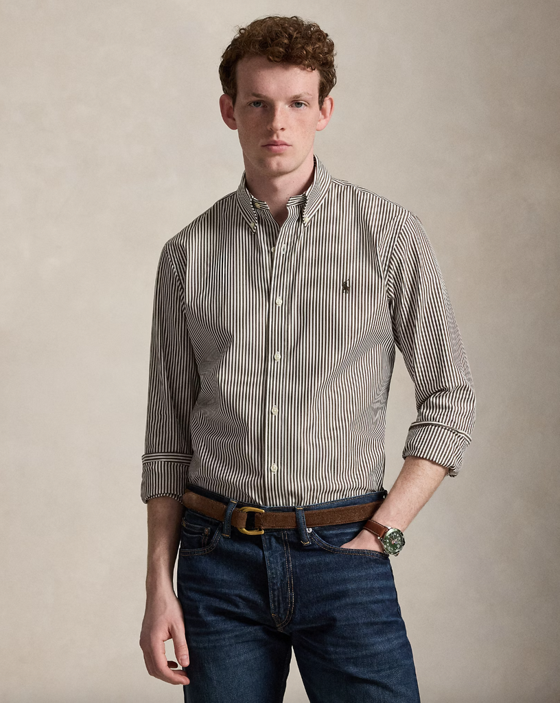 Chemise en popeline custom fit à rayures
