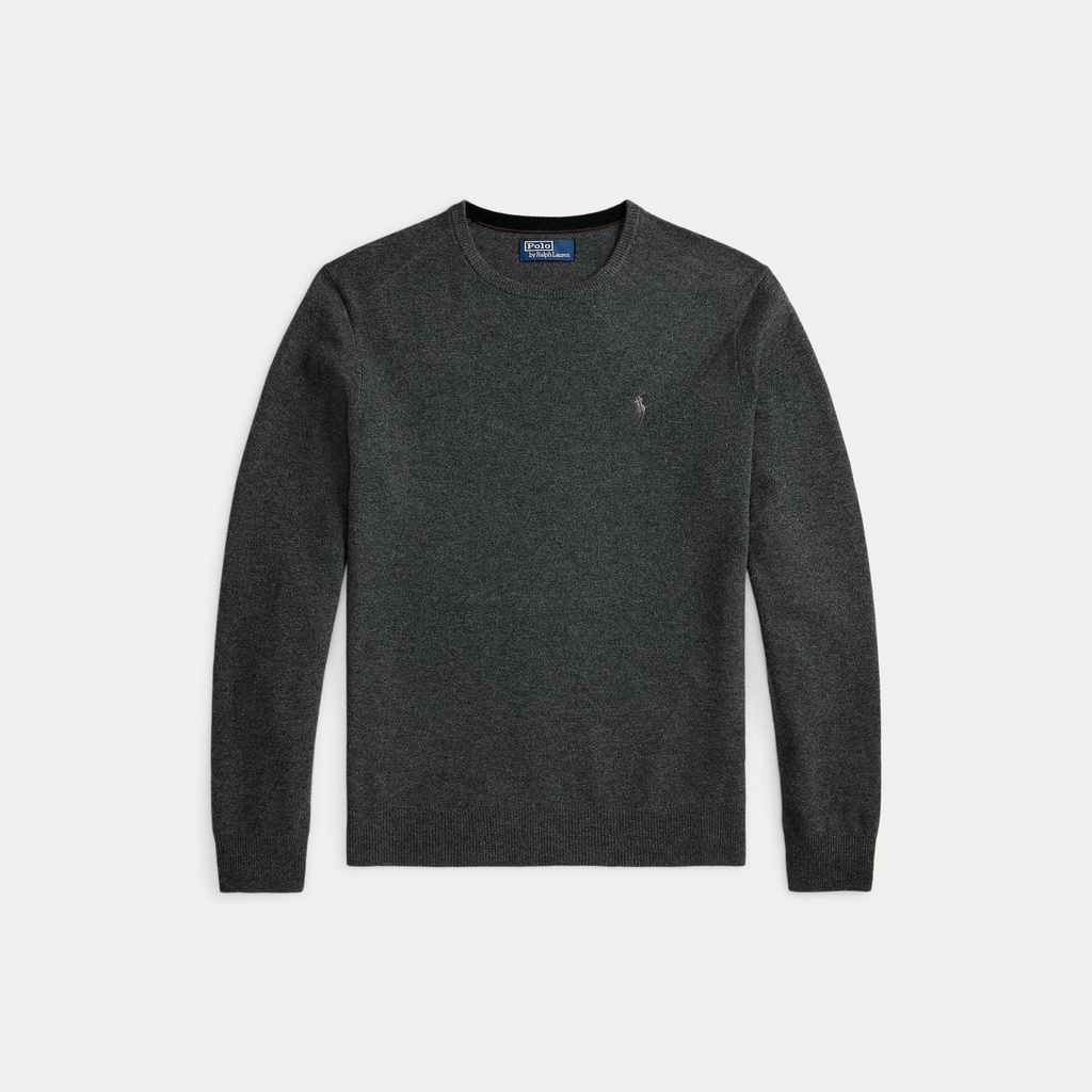 Pull Col Rond en Laine Gris Ralph Lauren