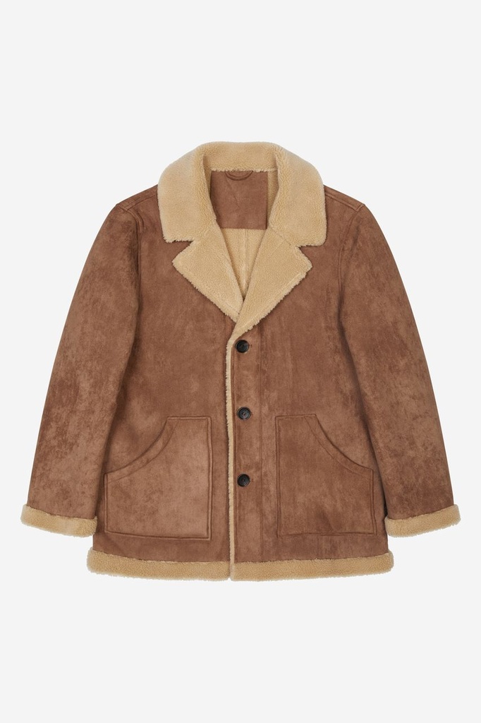 Veste en fausse peau de mouton à col à revers