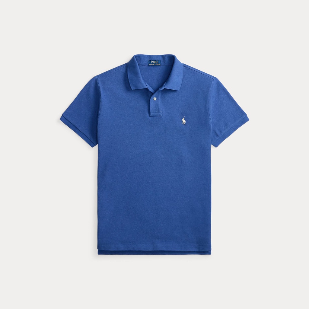 The Iconic Custom Slim Fit Mesh Polo  Dusty Azure