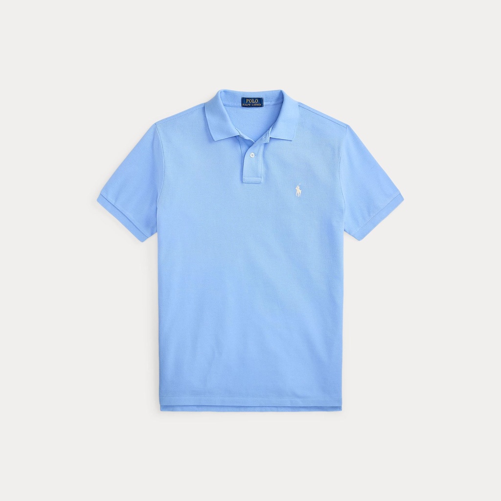 The Iconic Custom Slim Fit Mesh Polo  Blue Lagoon