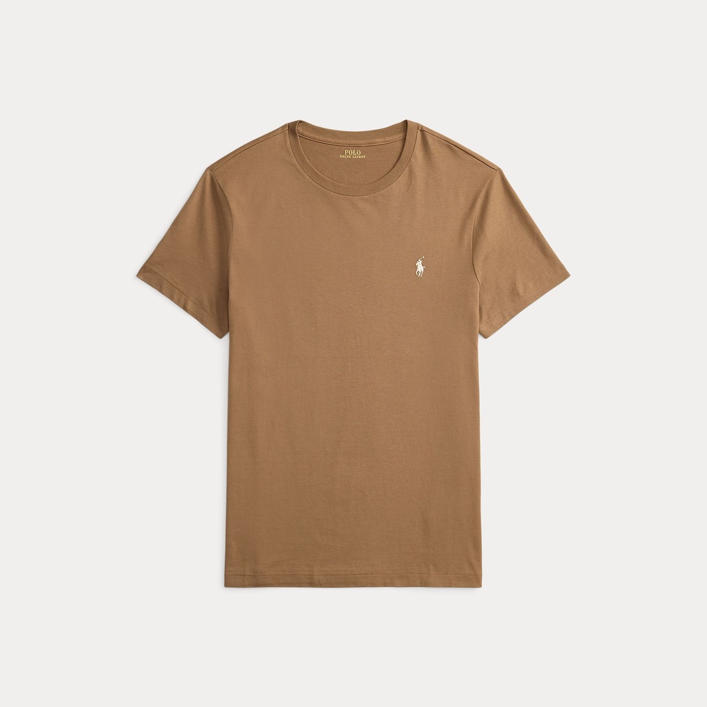 T-Shirt En Jersey de Coton Custom Fit Chocolat