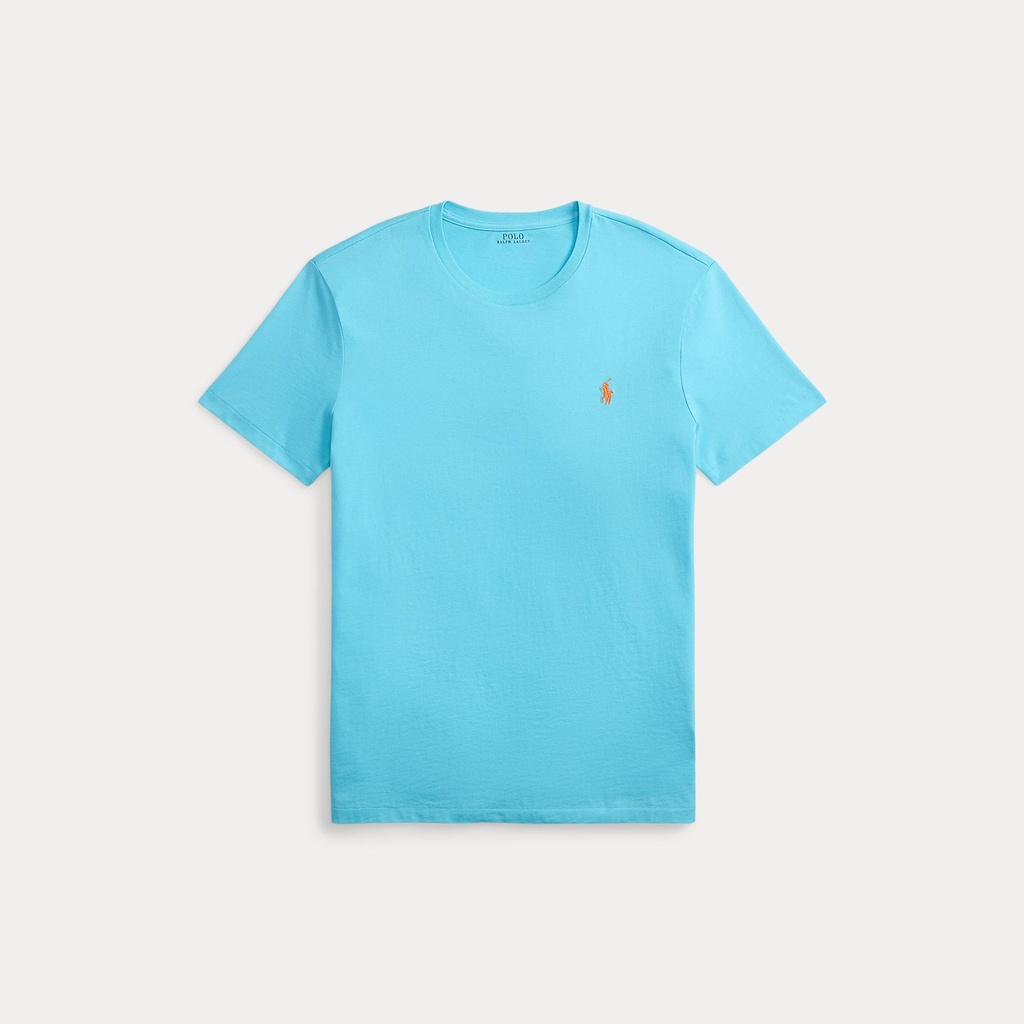 T-Shirt En Jersey de Coton Custom Fit Turquoise