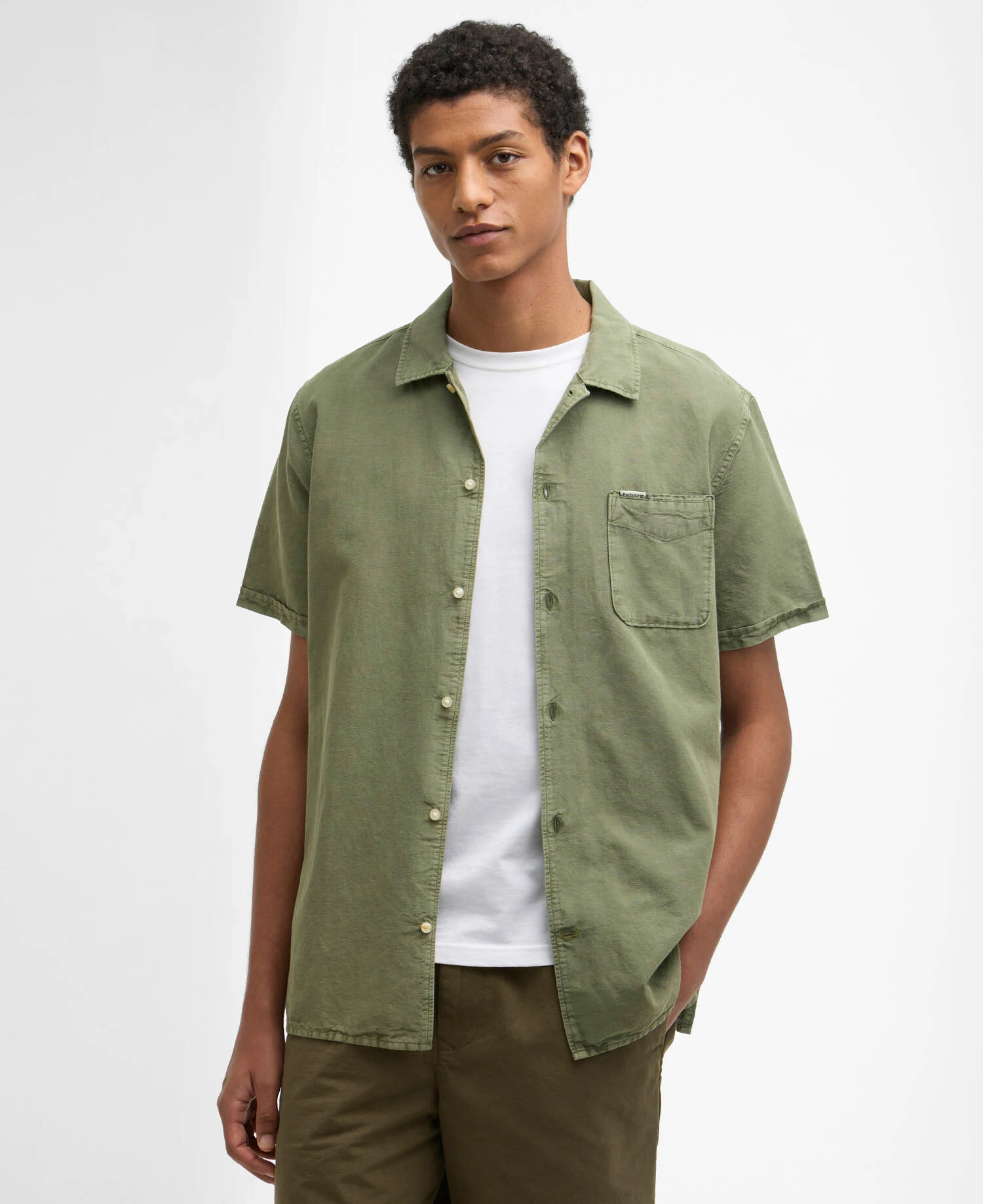Chemise à manches courtes Landkey Overdyed Regular Olive